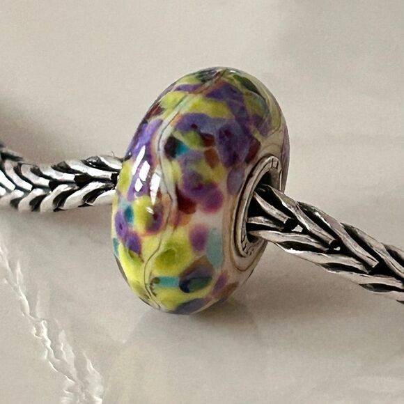 TROLLBEADS Authentic Troll Stone LAA 925S Purple Green Pink Blue Mosaic Confetti - Picture 11 of 11